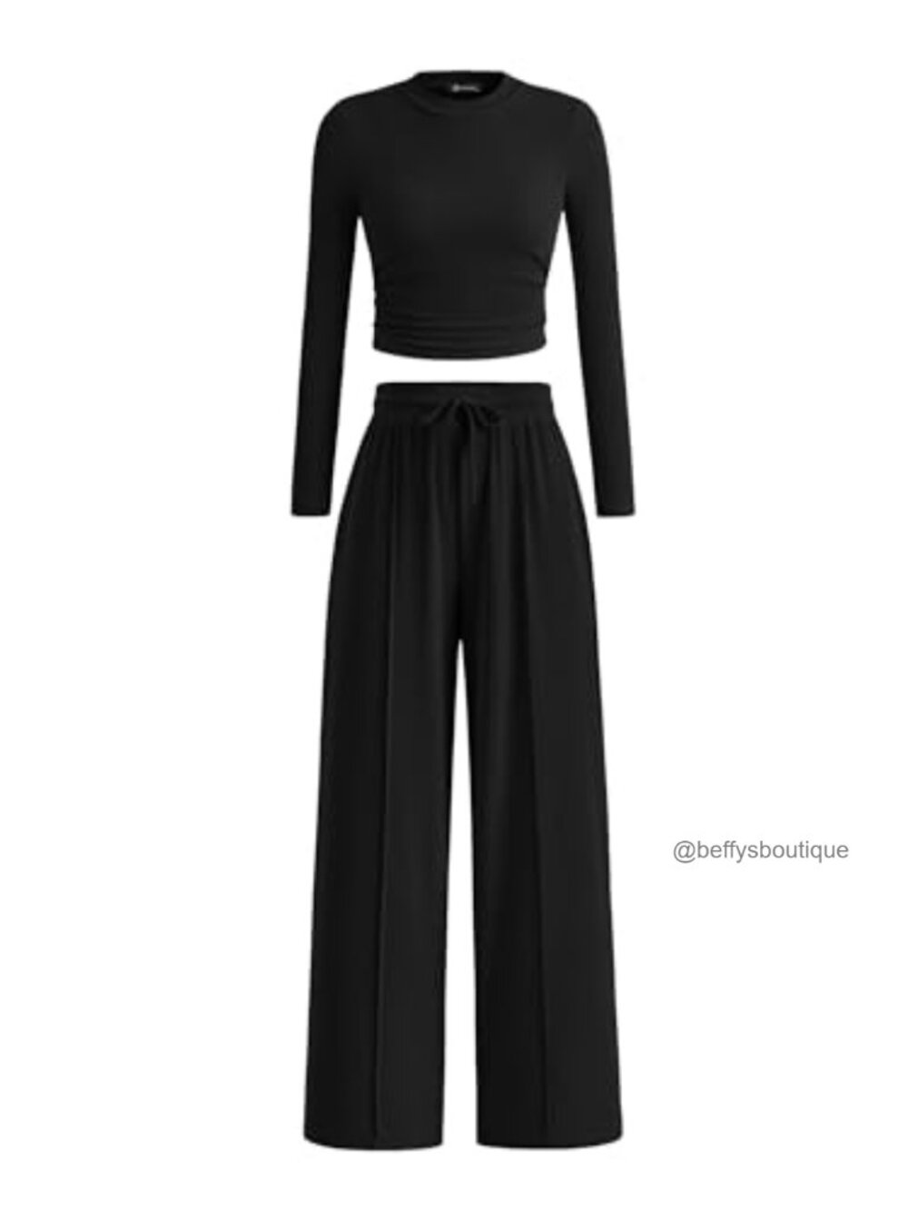 Women's 2 Piece Wide Leg Pants Set Long Sleeve Crop Top Loungewear